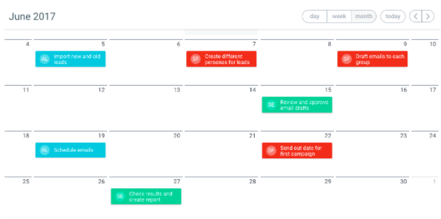 Use a tasks calendar to organize your email campaign