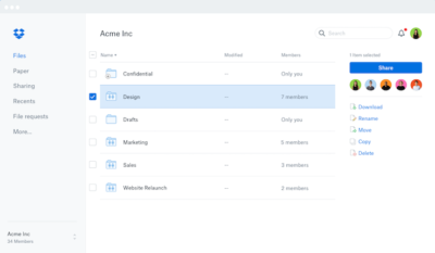 tools for managing teams Dropbox