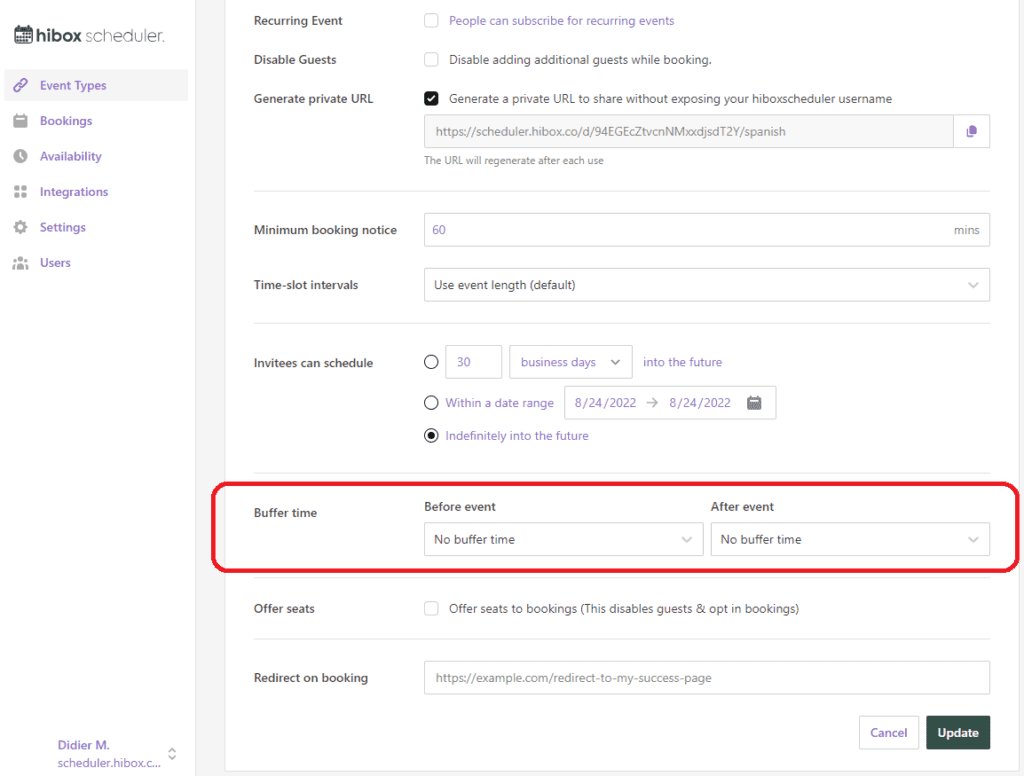 Create a Buffer Time Between Bookings - Software for Nonprofits | Hibox ...