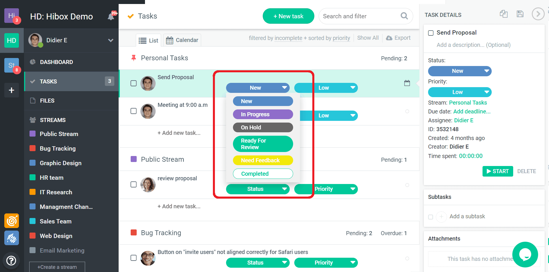 Change a Task Priority - Software for Nonprofits | Hibox for Nonprofits